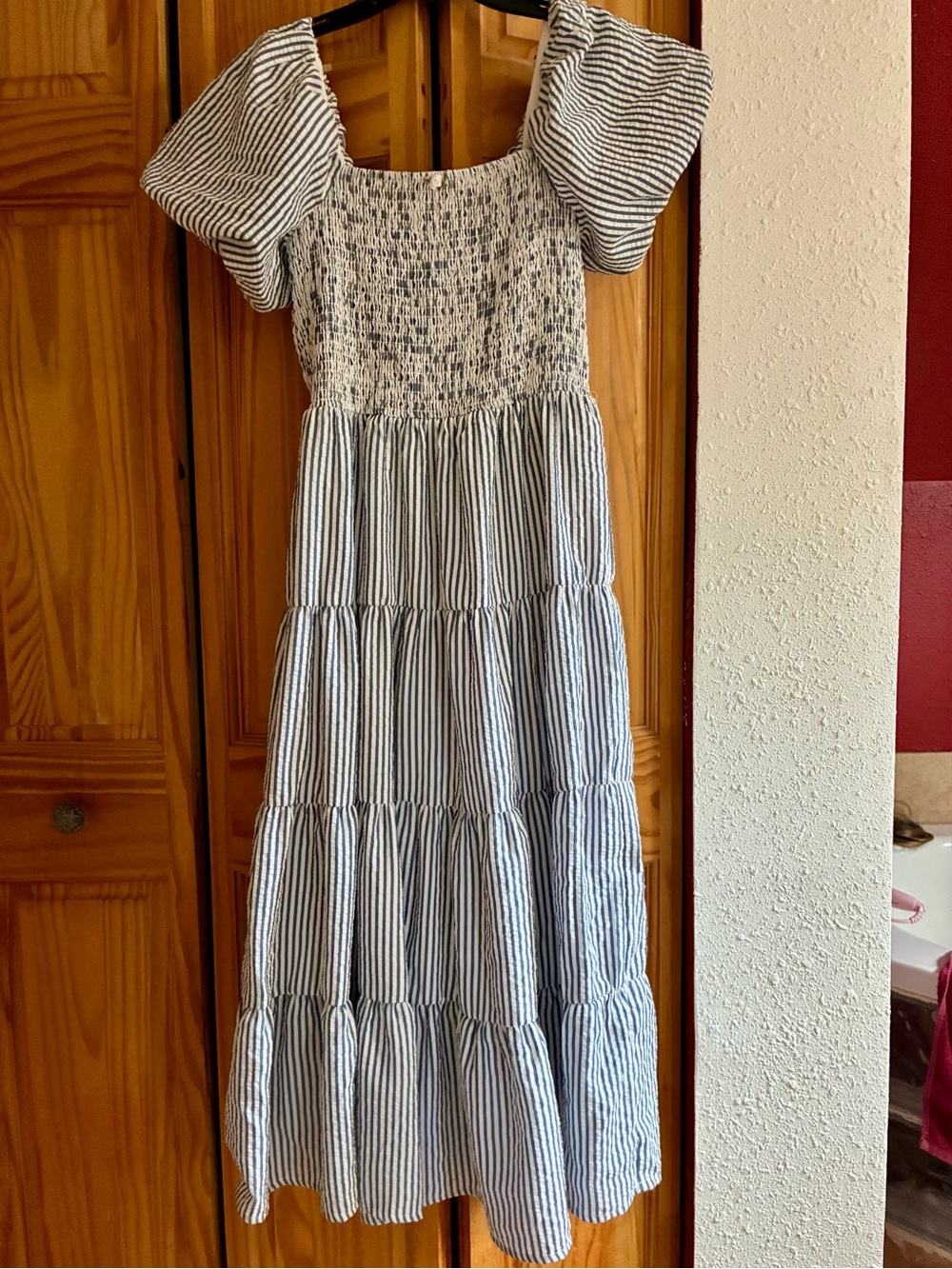 Crystal Doll Blue-and-White Striped Puff Sleeve Dress From DRY GOOD’S